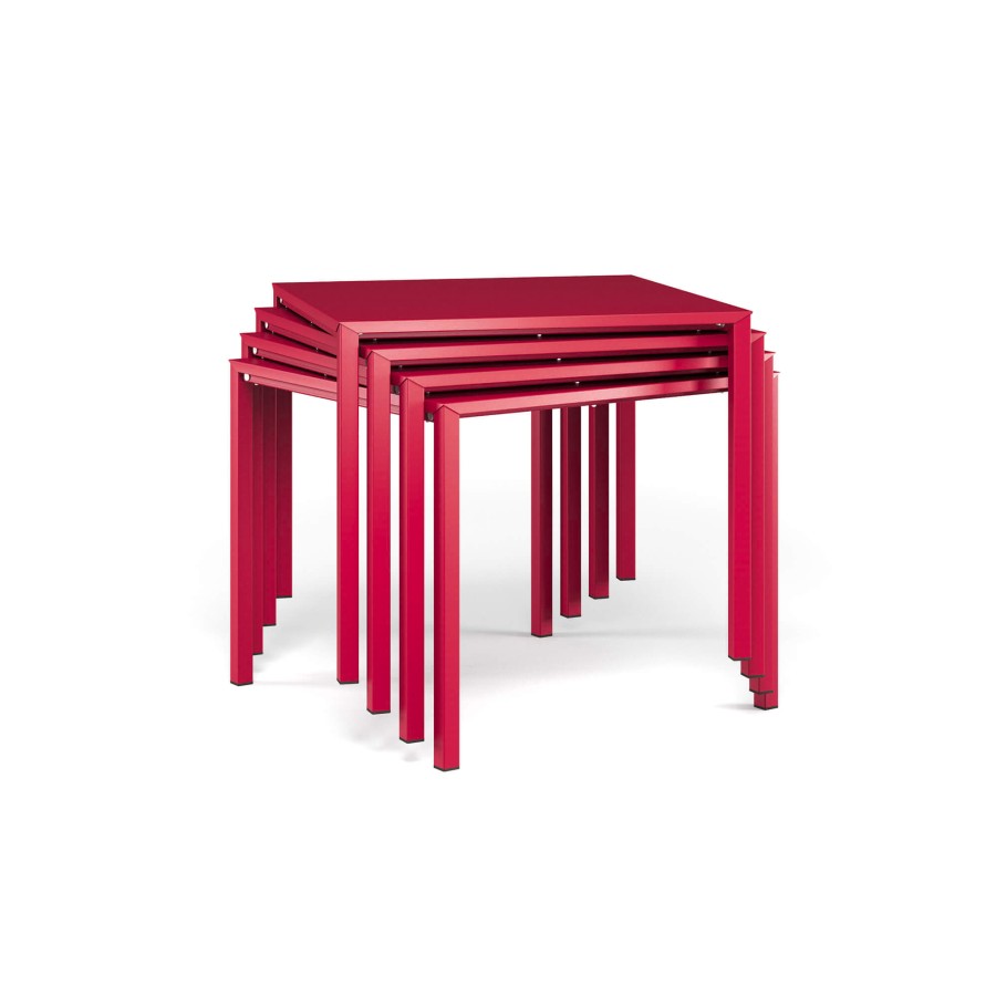 Tables EMU | Garden Stackable Square Table 80X80 / Outside In Aluminium - Collection Urban