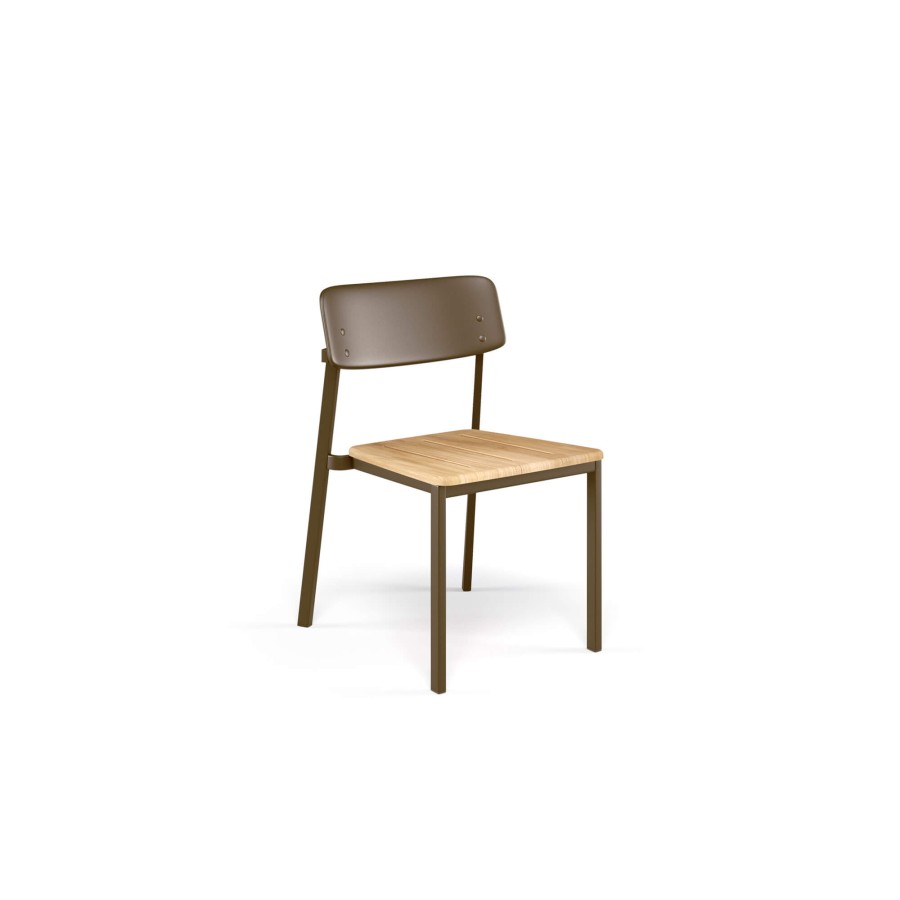 Chairs EMU | Garden Chair / Outside In Aluminium, Teak - Collection Shine