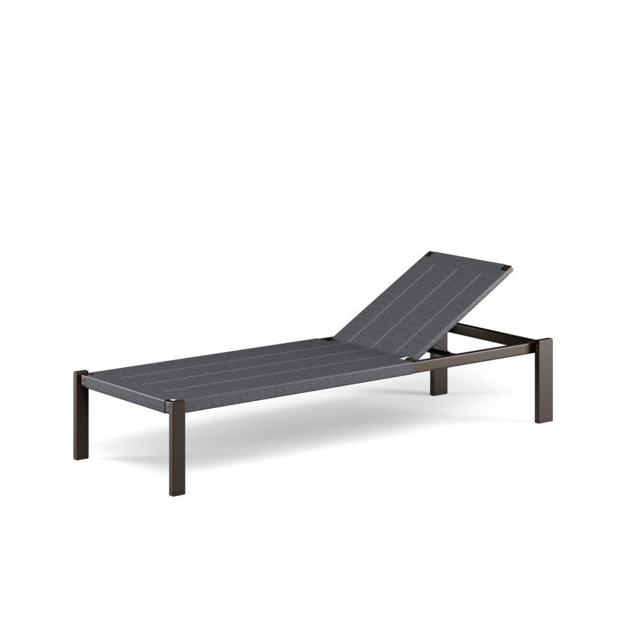 Sunloungers And Reclainers EMU | Garden Stackable Sunbed With Emu-Tex Seat And Hidden Wheels / Outside In Aluminium, Emu-Tex - Collection Shine