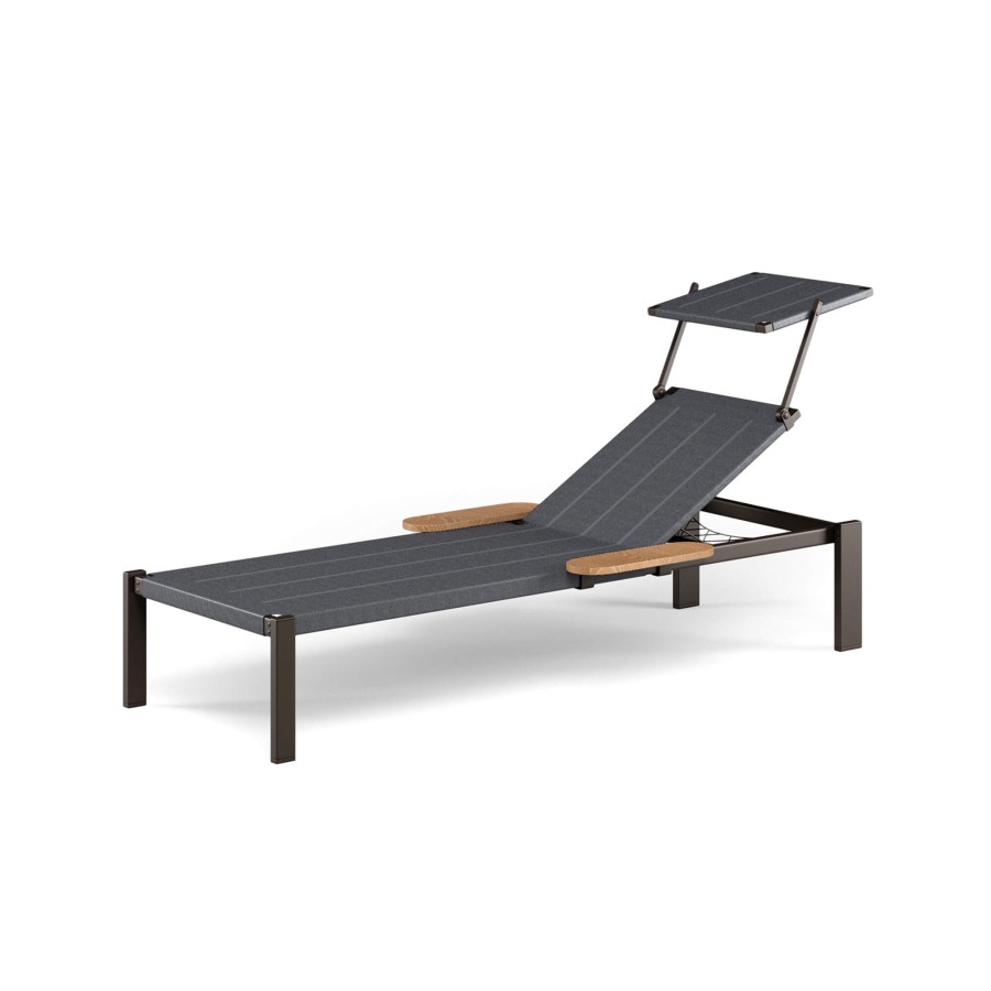 Sunloungers And Reclainers EMU | Garden Stackable Sunbed With Emu-Tex Seat And Hidden Wheels / Outside In Aluminium, Emu-Tex - Collection Shine