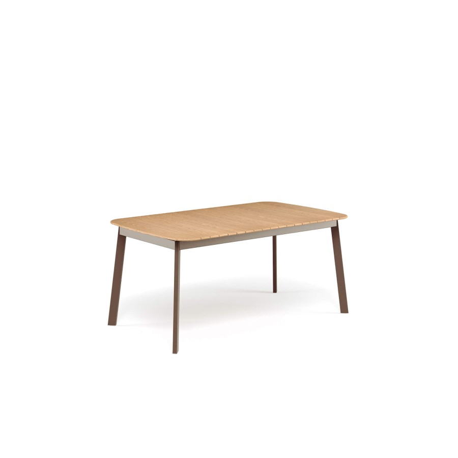 Tables EMU | Garden Rectangular Table With Teak Top 166X100 / Outside In Aluminium, Teak - Collection Shine