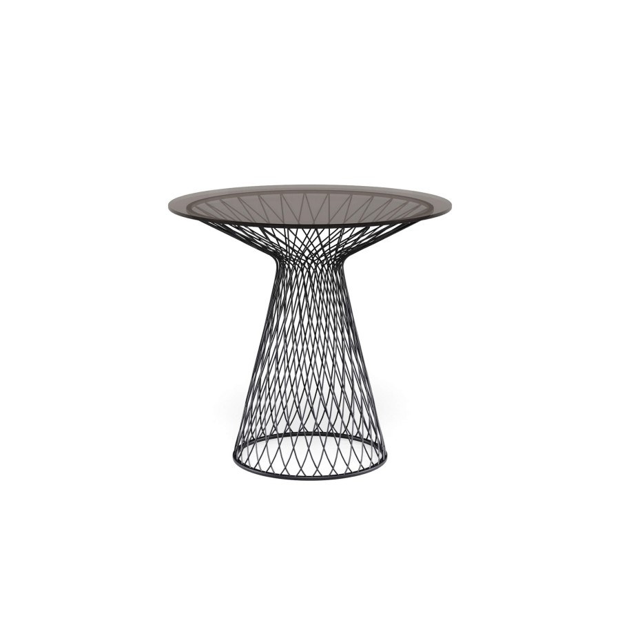 Tables EMU | Garden Round Table D80 / Outside In Steel, Tempered Glass - Collection Heaven