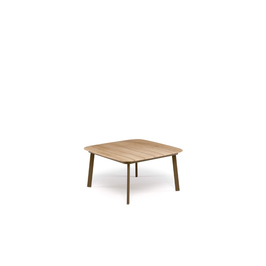 Tables EMU | Garden Coffee Table With Teak Top 79X79 / Outside In Aluminium, Teak - Collection Shine