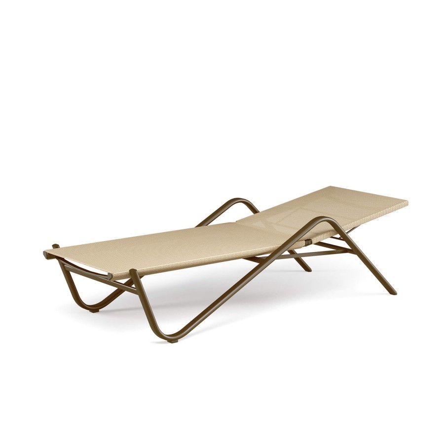 Sunloungers And Reclainers EMU | Garden Stackable Sunbed With Hidden Wheels / Outside In Aluminium, Emu-Tex - Collection Holly