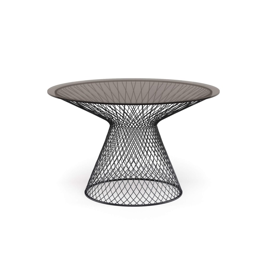 Tables EMU | Garden Round Table D120 / Outside In Steel, Tempered Glass - Collection Heaven