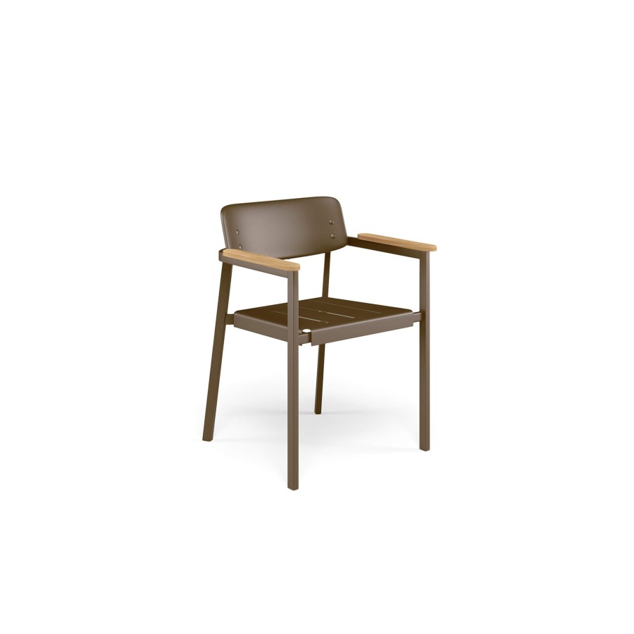 Chairs EMU | Garden Armchair / Outside In Aluminium, Teak - Collection Shine