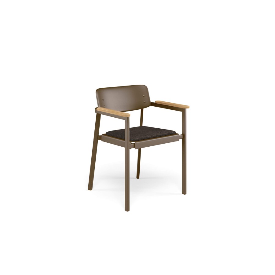 Chairs EMU | Garden Armchair / Outside In Aluminium, Teak - Collection Shine