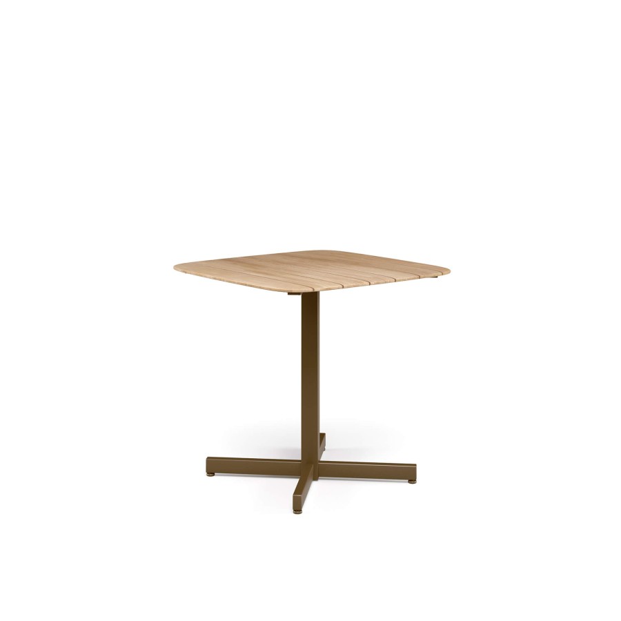 Tables EMU | Garden Square Table Teak Top 79X79 / Outside In Aluminium, Teak - Collection Shine