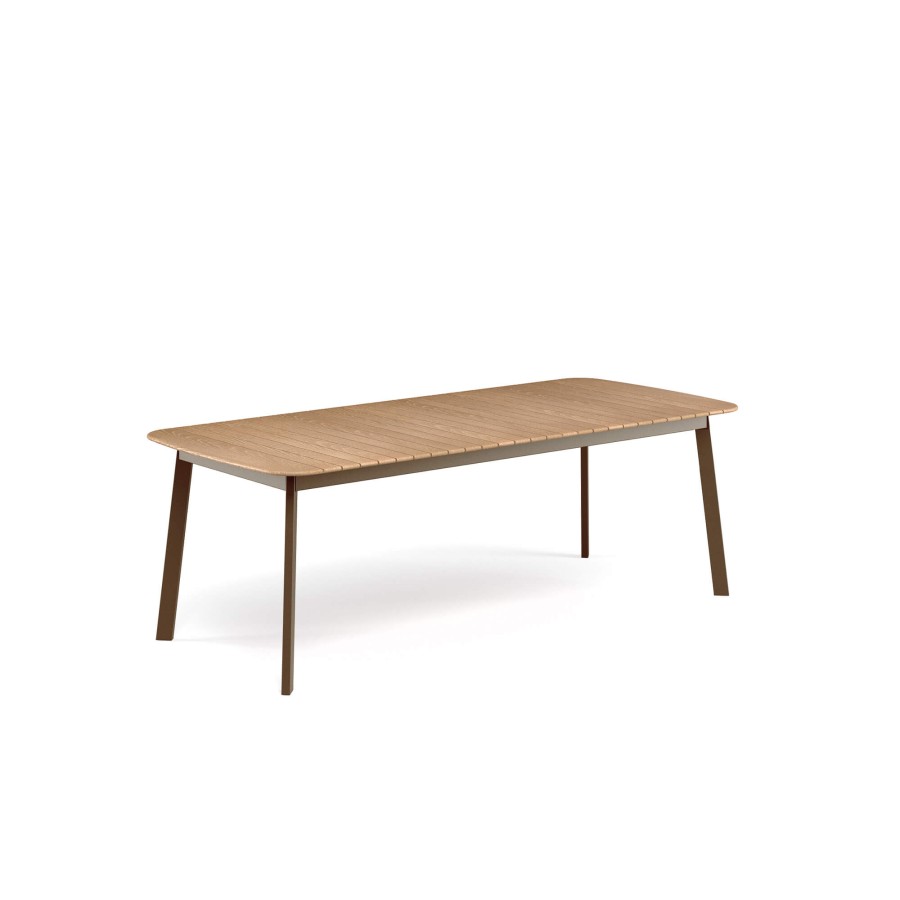 Tables EMU | Garden Rectangular Table With Teak Top 225X100 / Outside In Aluminium, Teak - Collection Shine