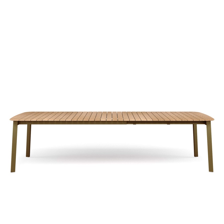 Tables EMU | Garden Extensible Table With Teak Top 180+56+56X100 / Outside In Aluminium, Teak - Collection Shine